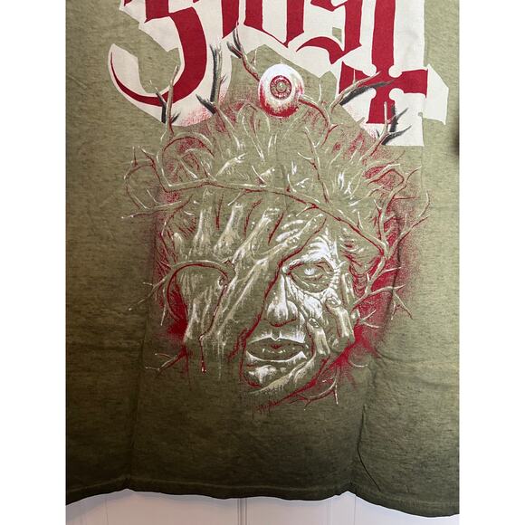 NEW Ghost Thorny Eye T Shirt Men's XL Olive Green Band Heavy Metal Papa Emeritus - Picture 5 of 6
